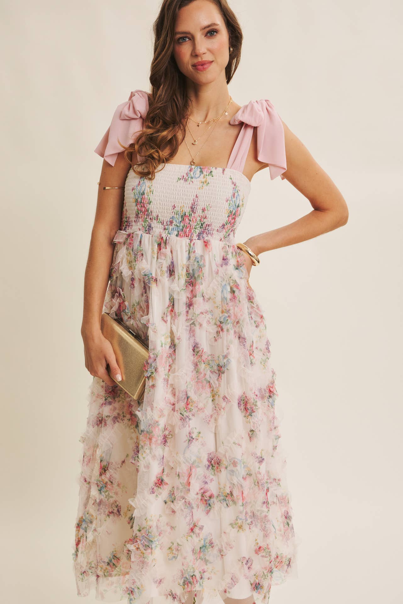Kari Floral Smocked Midi Dress