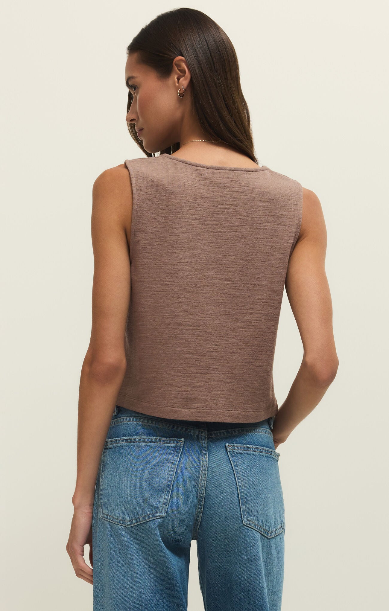 Noelle Textured Tank Top in Milk Shake