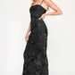 Jules Mesh Embroidered Floral Black Dress