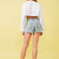 Lucie Studded Scatter Mid Rise Stretch Denim Shorts