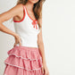Aria Tiered Ruffle Mini Skort in Red