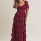 Cortney Smocked Maxi Dress in Burgundy
