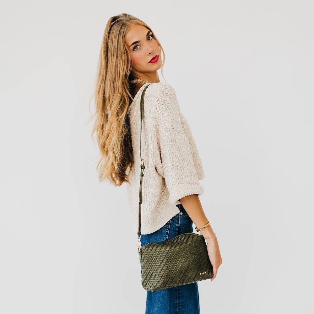 Jamie Woven Crossbody in Black