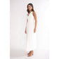 Halee Eyelit Halter Midi Dress in Lemon