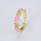 Pink Enamel Heart Adjustable Ring