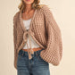 Christina Balloon Sleeve Cardigan in Taupe
