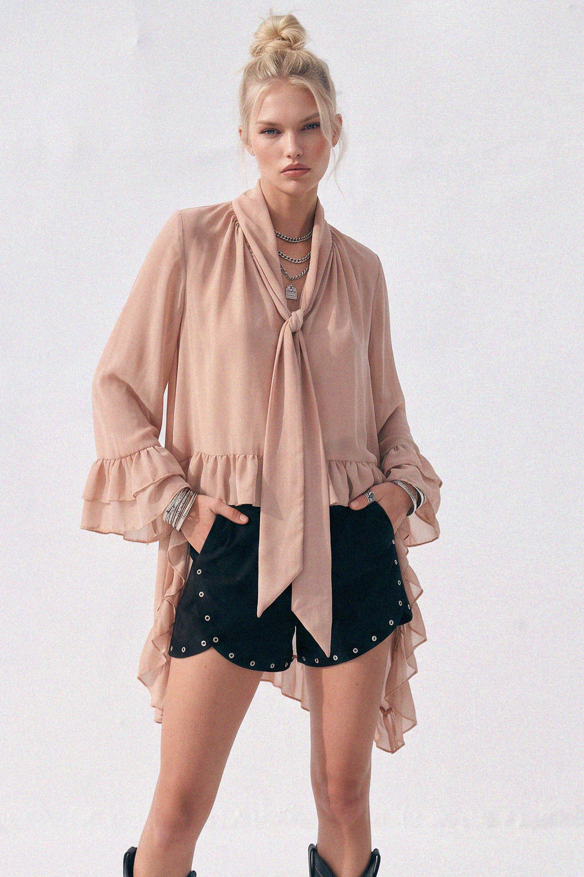 Molly Ruffled Blouse in Black