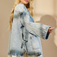 Adeline Boho Side Tie Oversized Denim Jacket