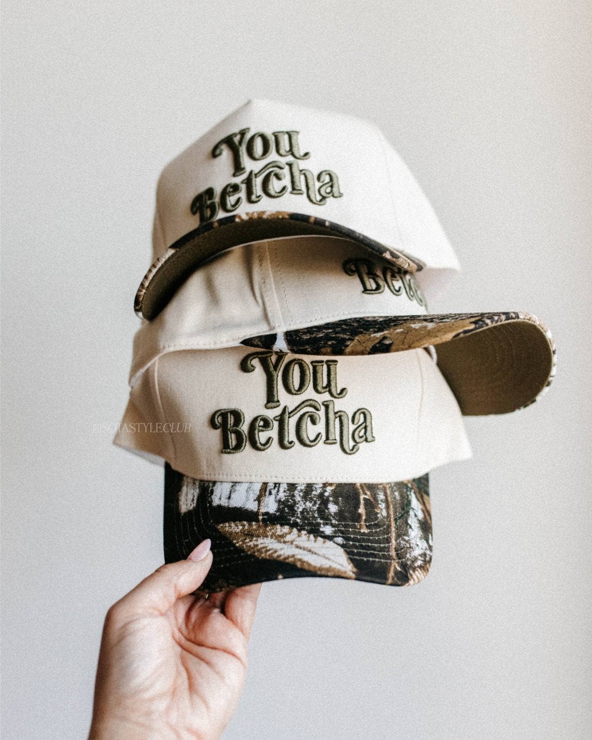 You Betcha Hat in Camo & Cream