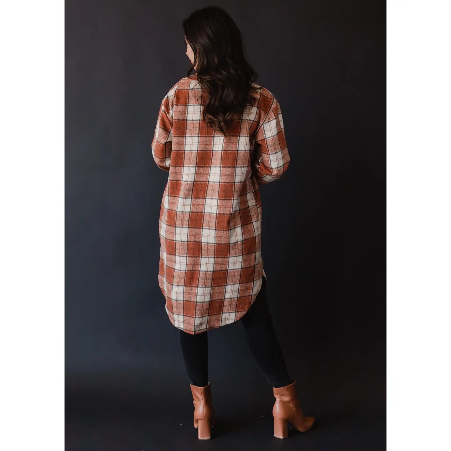 Cleo Rust, Cream & Brown Plaid Long Flannel