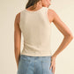 Sara Twisted Detailed Ribbed Top in Cream