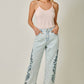 Cayla Embroidered Straight Leg Mom Jeans