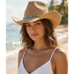 Cowboy Straw Hat With Turquoise Metal Band