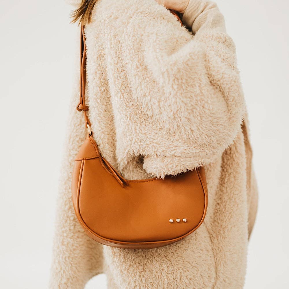 Celeste Crescent Shoulder Bag in Camel