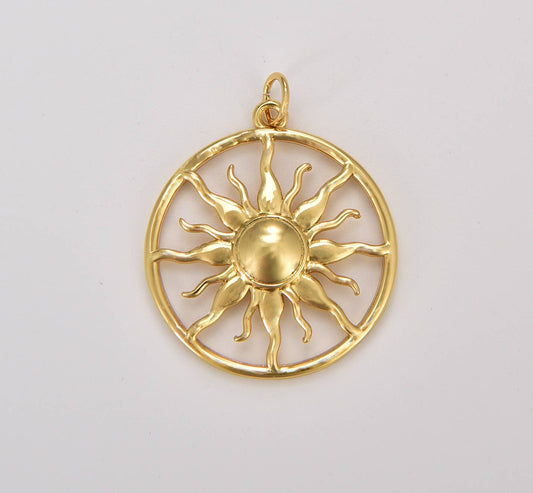 Gold Filled Sunshine Charm Celestial Sun Pendant
