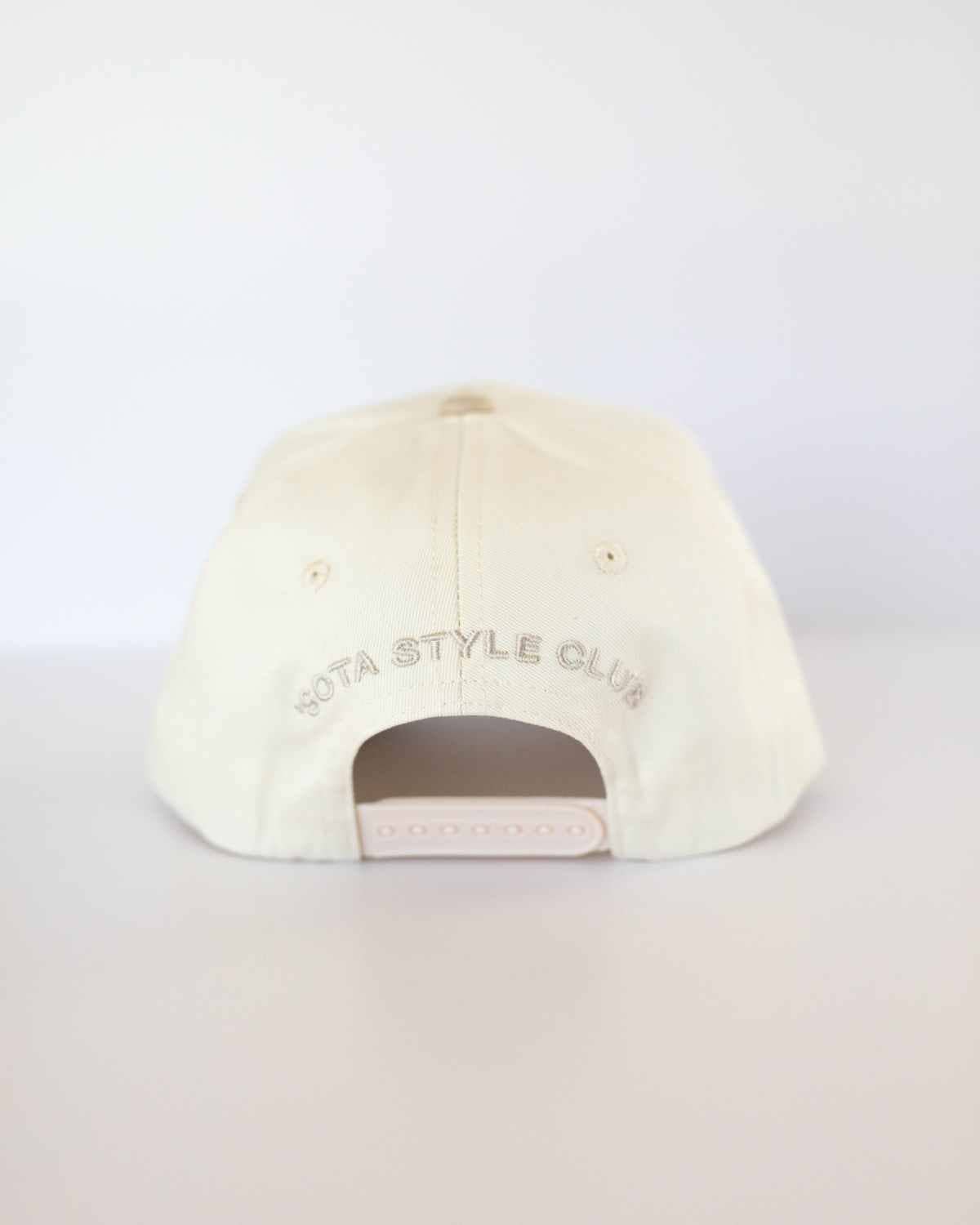 Jeez Louise Embroidered Trucker Hat in Khaki