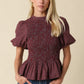 Maggie Plaid Peplum Top in Maroon