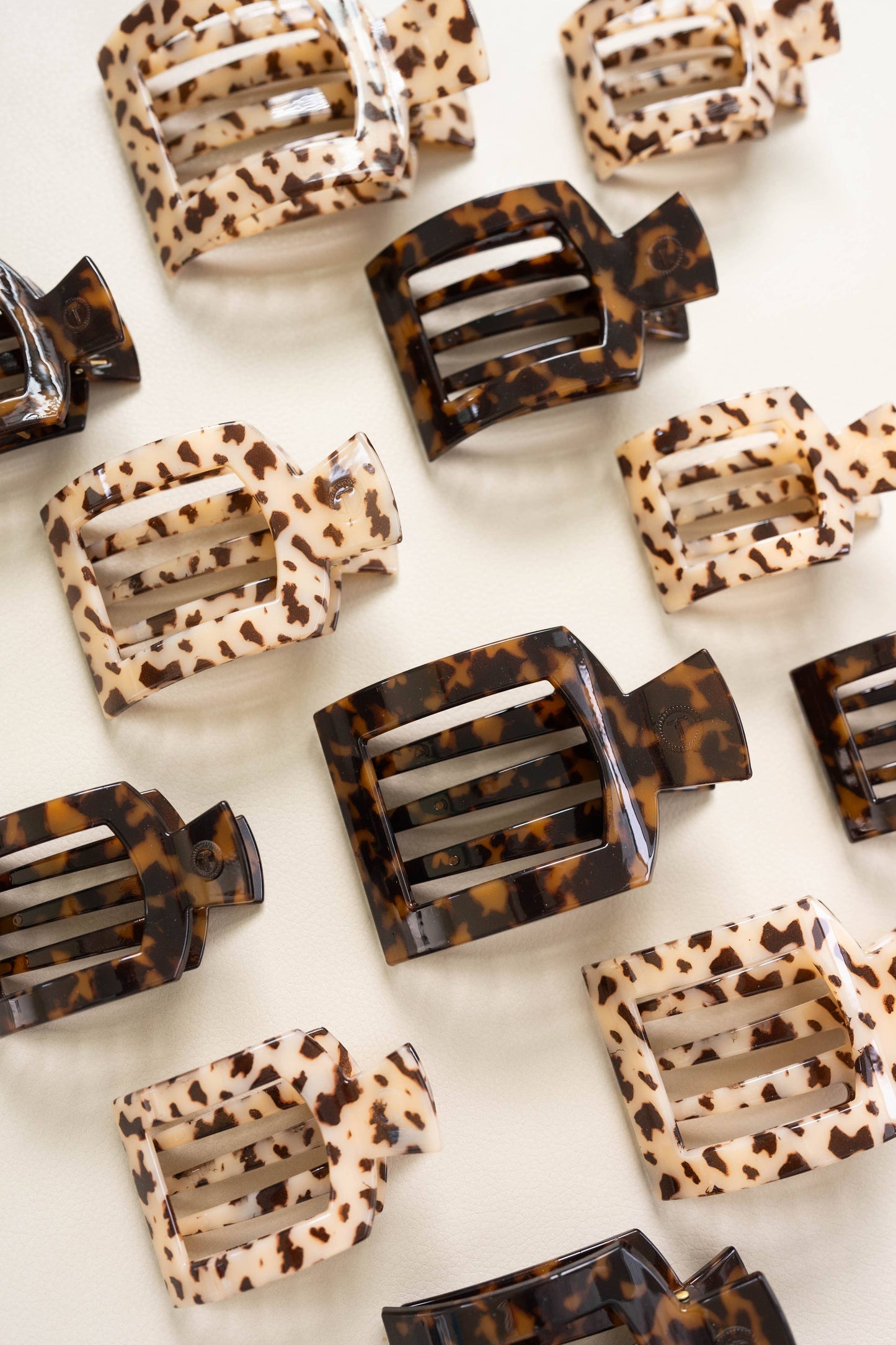 Square Flat Hair Clip Large in Tortoise