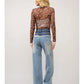 Paige Boots Stitch Throughout Mesh Mock Neck Fitted Top