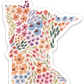 Minnesota 3x3in. Floral State Sticker: Waterfall Floral