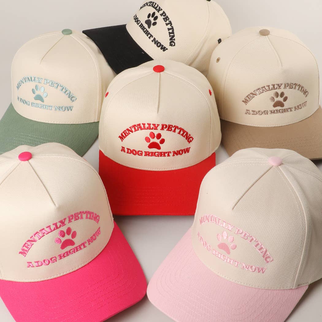 MENTALLY PETTING Two-Tone Embroidered Trucker Hat in Black