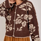 Julia Floral Patterned Cardigan in Mocha
