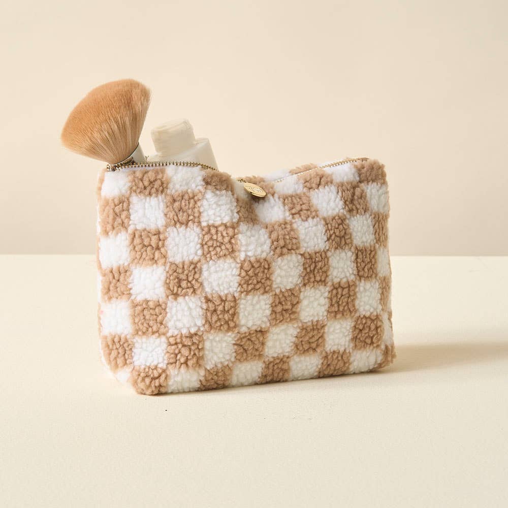 Teddy Pouch Large Check Tan