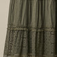 Afton Elastic Waist Maxi Skirt with Lace Trim in Olive