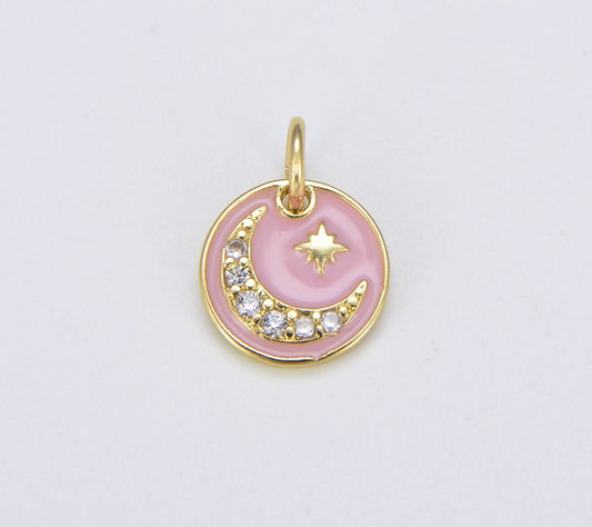 Pink Enamel Celestial Dainty Charm