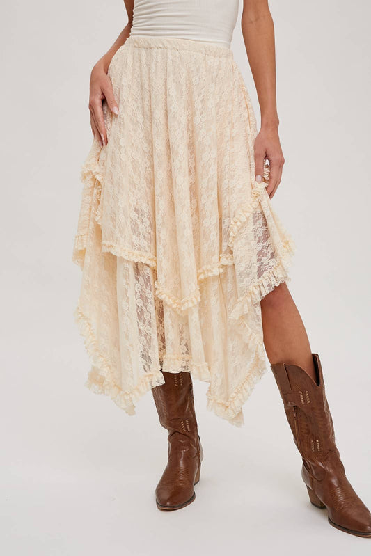 Zoey Lace Tier Midi Skirt