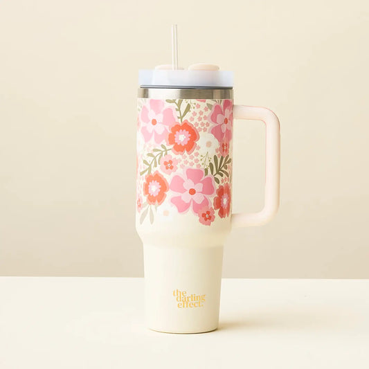 40 oz Tumbler in Beyond Blooms Pink Orange