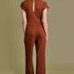 Sara Waist Shirring Jumpsuit in Brown