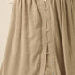 Tessa Solid Cotton Gauze Button-Front Ruffled Maxi Skirt in Stone