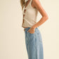 Sara Twisted Detailed Ribbed Top in Cream