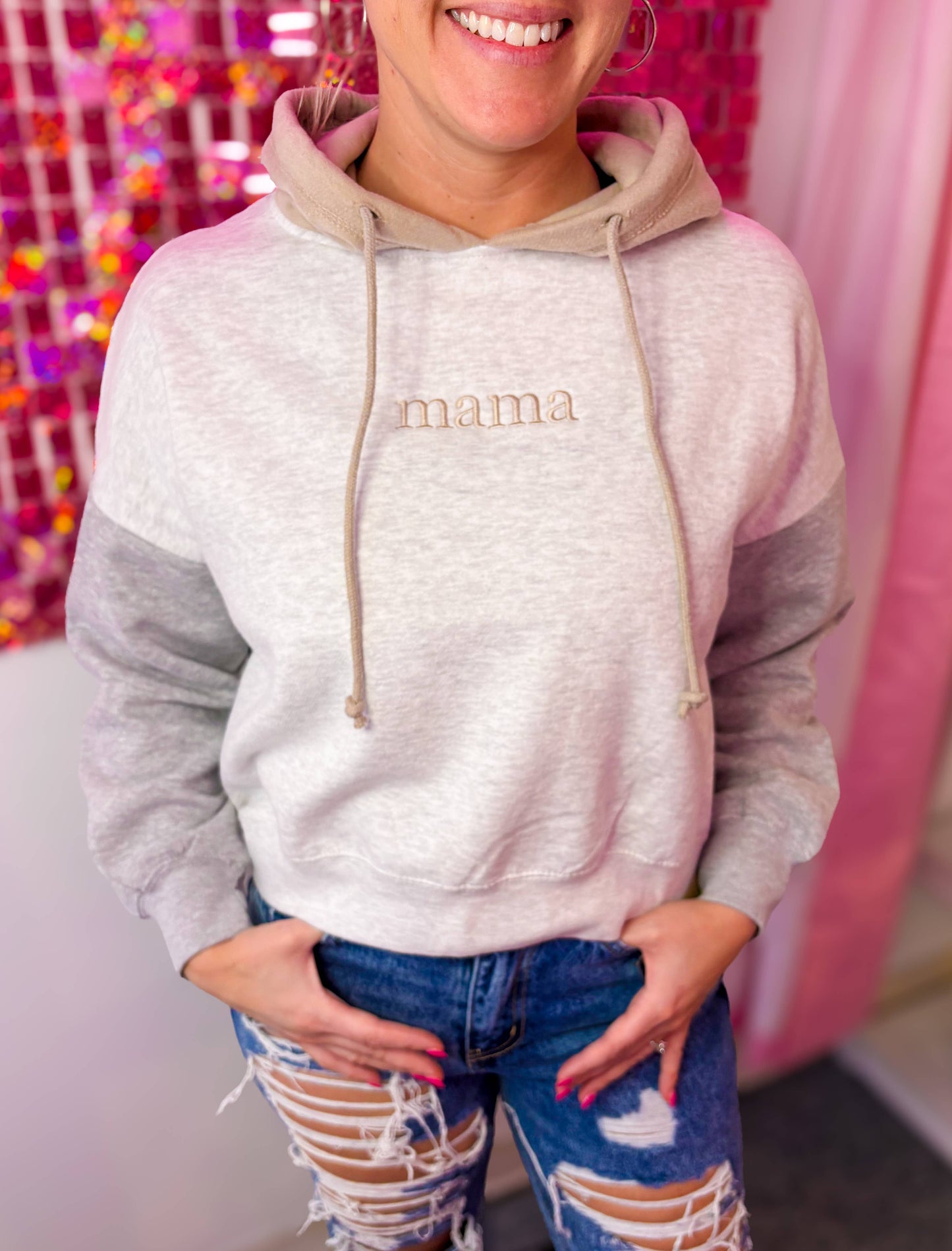 Neutral Mama Colorblock Hoodie