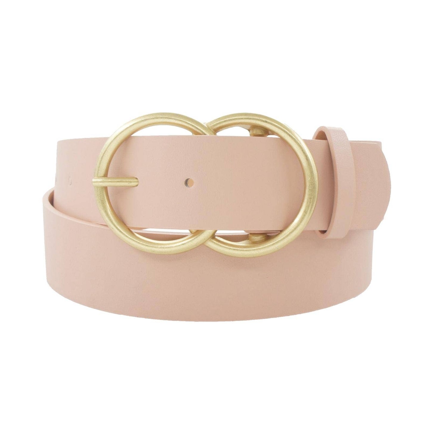 Thick Double Ring Belt in Blush with Brushed Gold