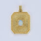 Gold Filled Sunburst Octagon Tag Opal Charm Pendant