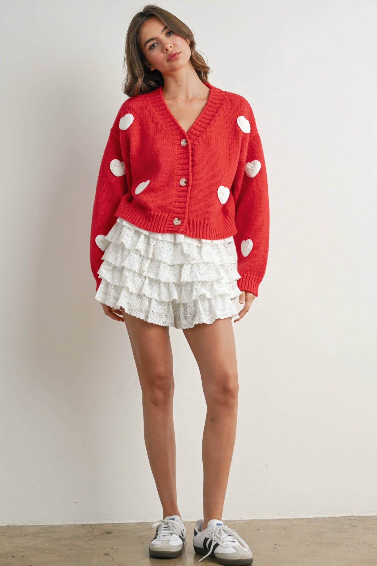 Tayler Layered Ruffled Eyelet Mini Skort in White