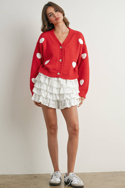 Tayler Layered Ruffled Eyelet Mini Skort in White