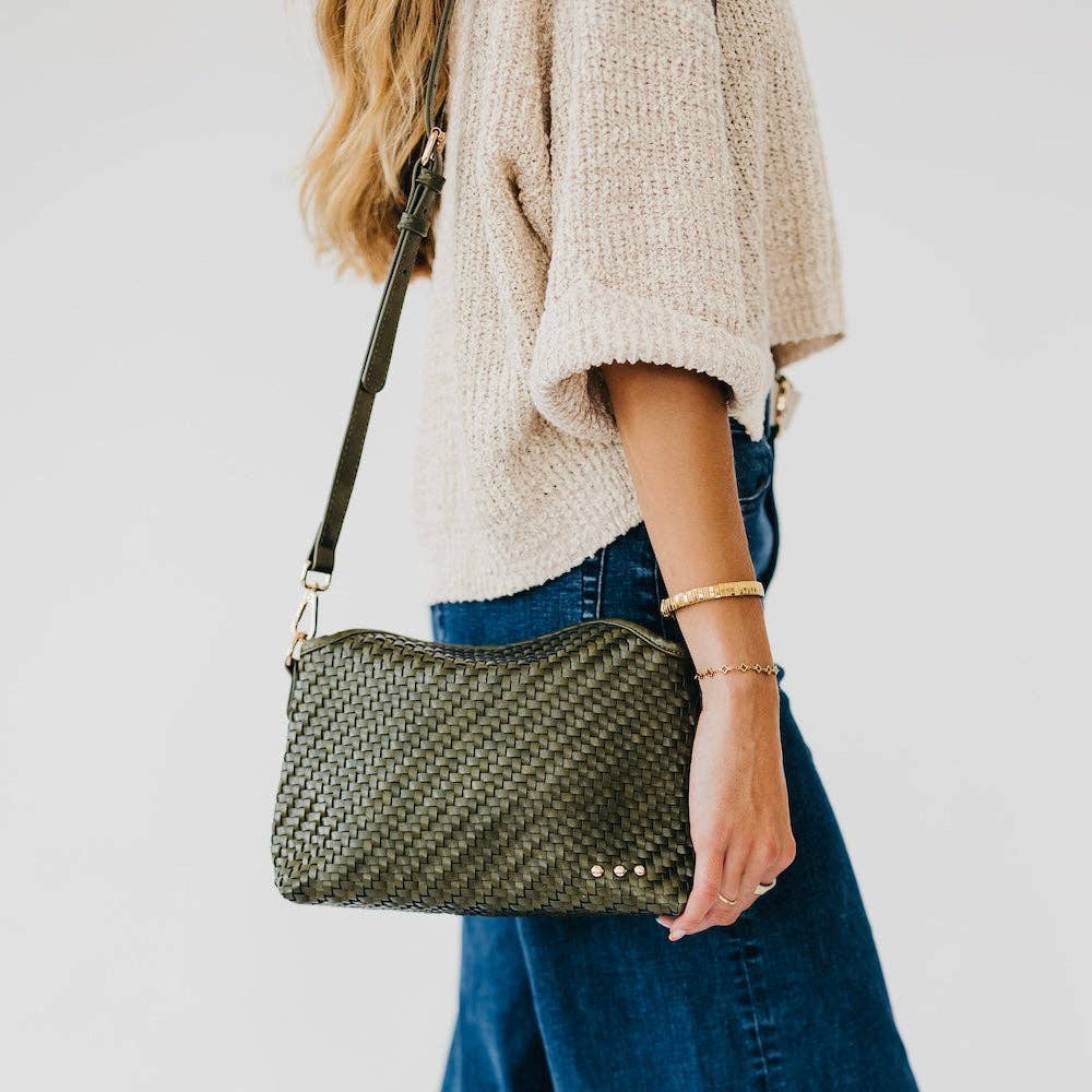 Jamie Woven Crossbody in Black