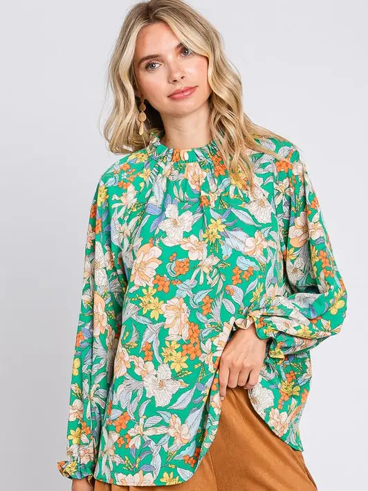 Sydney Floral Long Sleeve Top in Plus