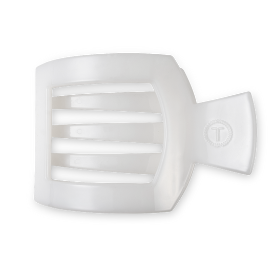 Square Flat Hair Clip Large in Coconut White