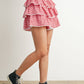 Aria Tiered Ruffle Mini Skort in Red