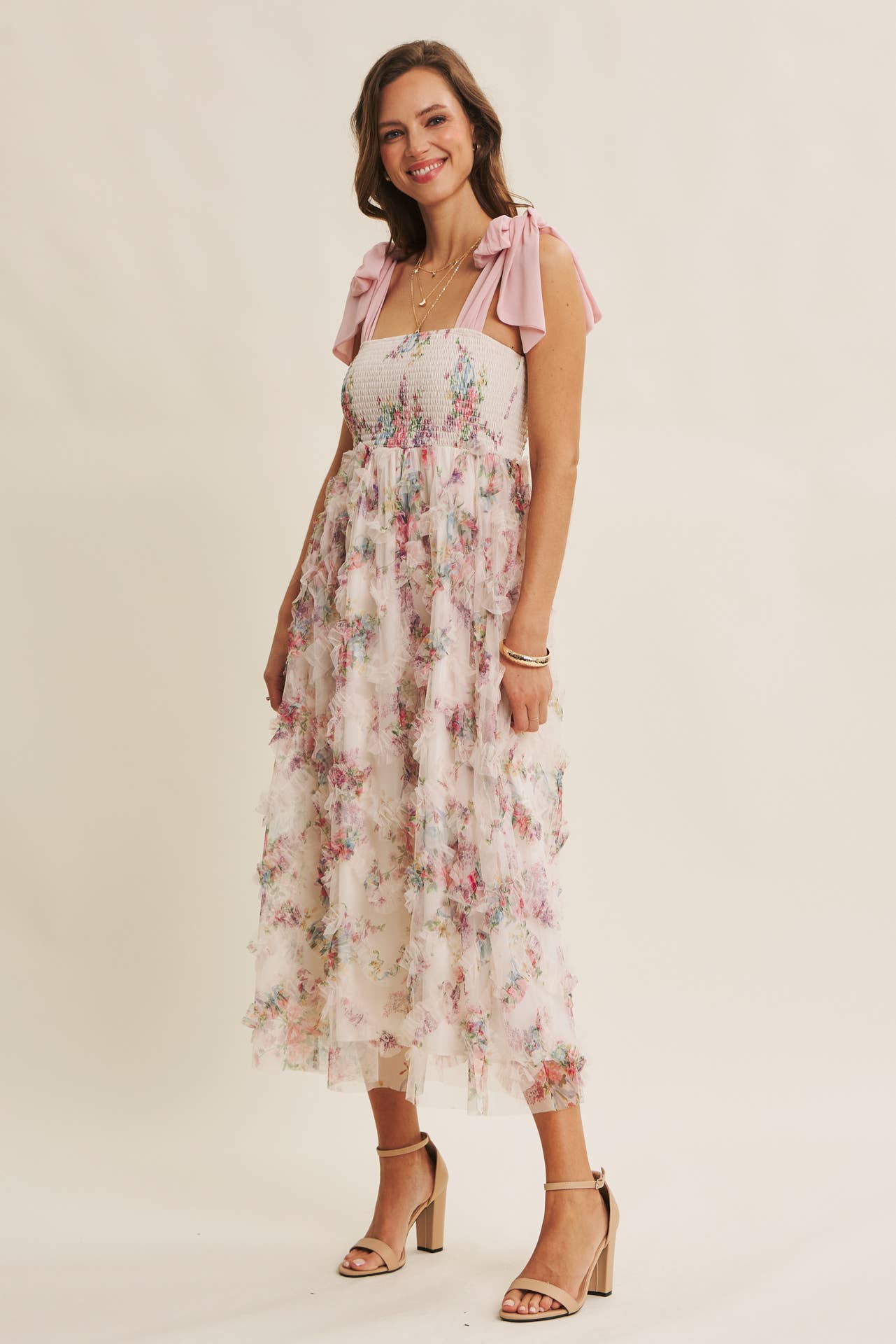Kari Floral Smocked Midi Dress