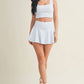 Blue Gingham Print Crop Tank with Lace Trim