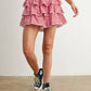 Aria Tiered Ruffle Mini Skort in Red
