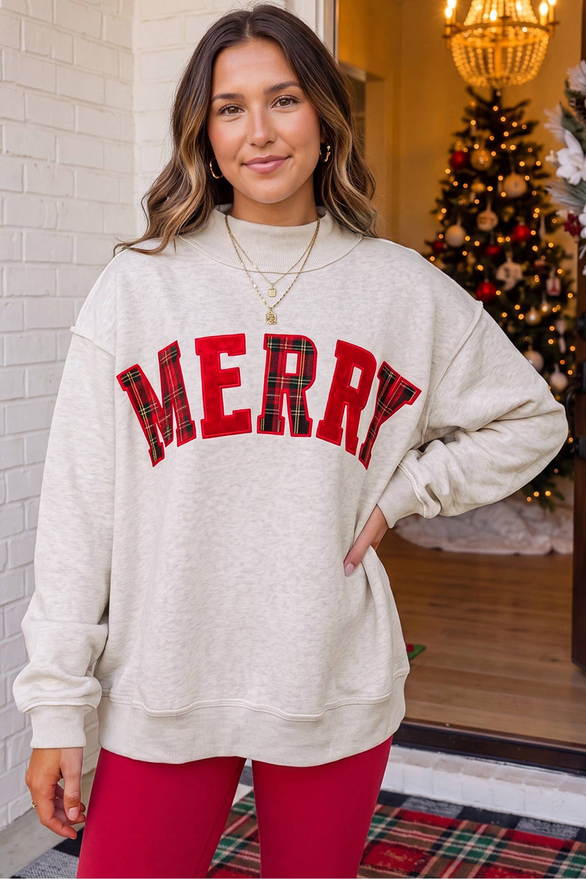 Jolly Christmas Mock Neck in Green