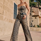 Cassandra Wide Leg Leopard Jumpsuit