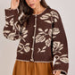 Julia Floral Patterned Cardigan in Mocha