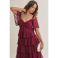 Cortney Smocked Maxi Dress in Burgundy